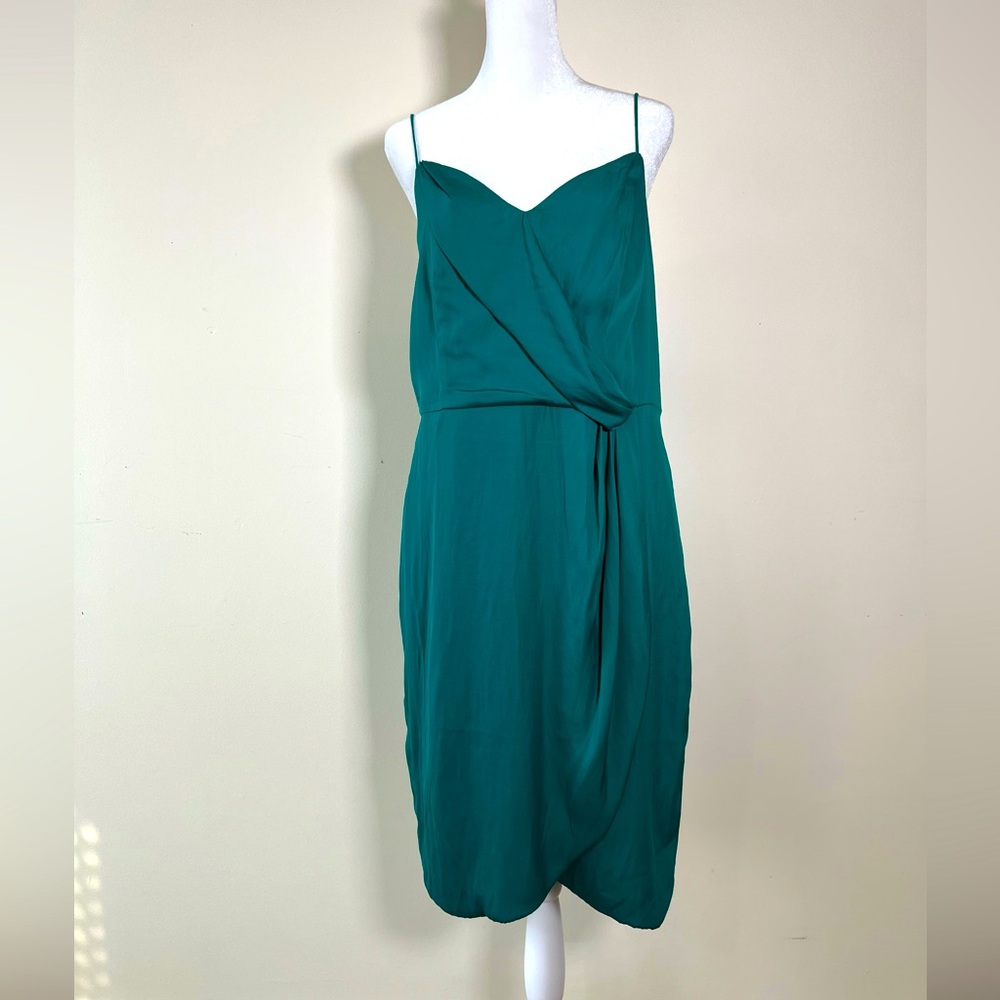 NWT Banana Republic Green Faux Wrap Sundress Midi Size 14